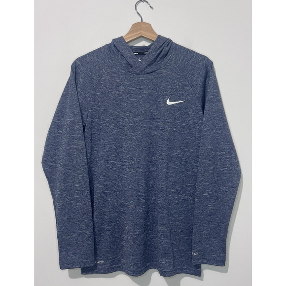 Nike Swim Mens Hooded T Shirt Mens S Heather Purple Long Sleeve Dri Fit Logo - Picture 1 of 8